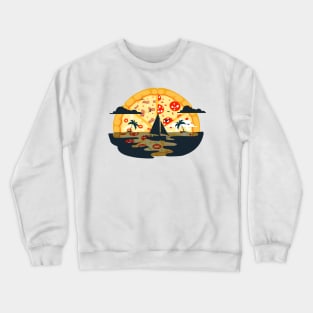 Pizza sunset illustration Crewneck Sweatshirt